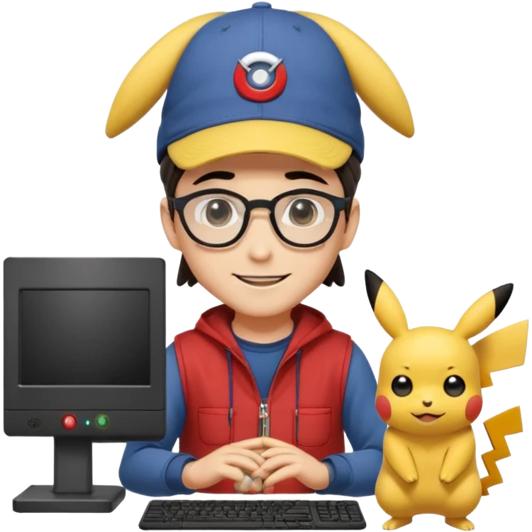 gere emoji do Ash Ketchum o personagem de Pokemon de tiferentes tipos se basenado no do whatsapp mais com um toque de programdador  emoji