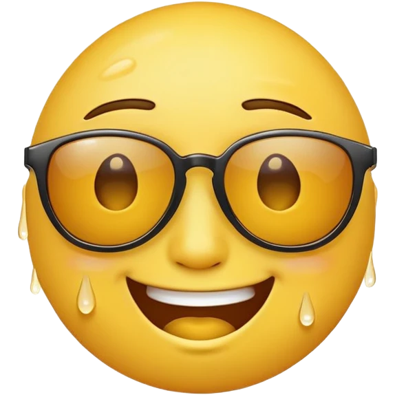 yellow face emoji smiling with sunglasses with tears streaming down face emoji