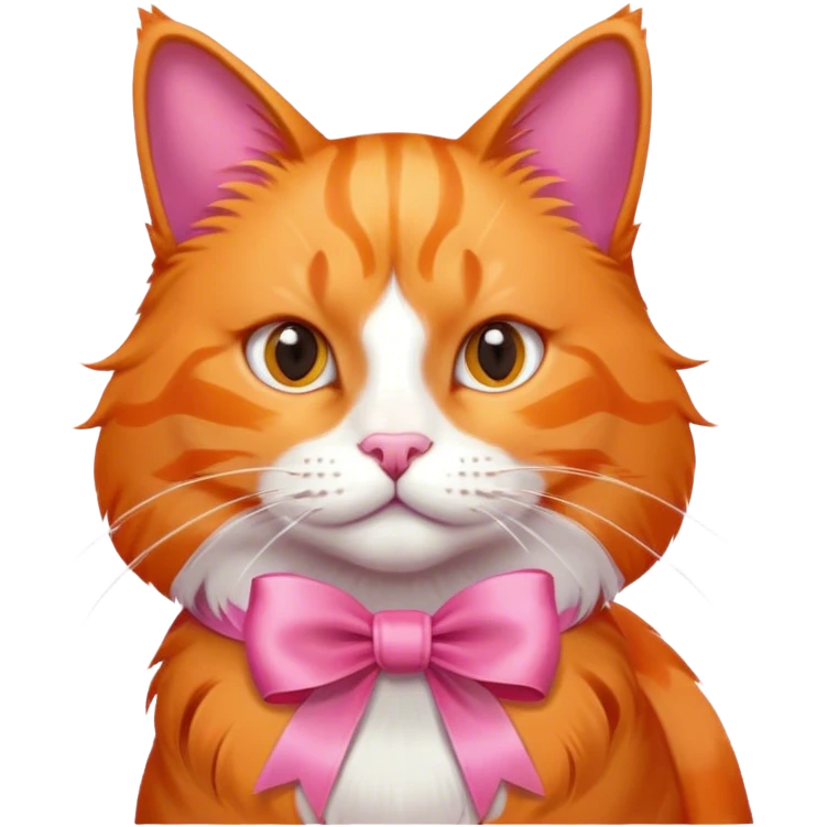 Orange cat with pink ribbon emoji