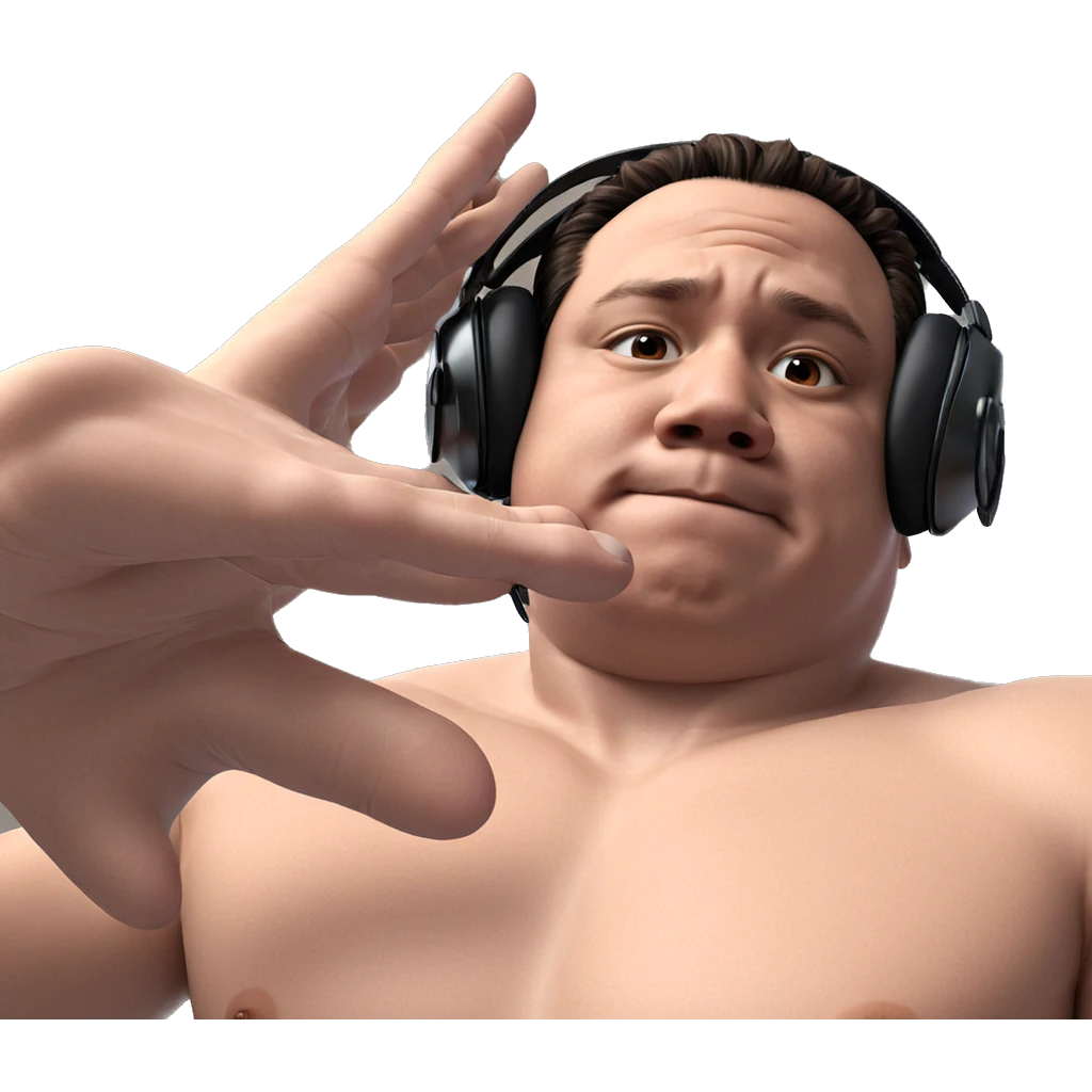 realistic nude boy with headphones emoji
