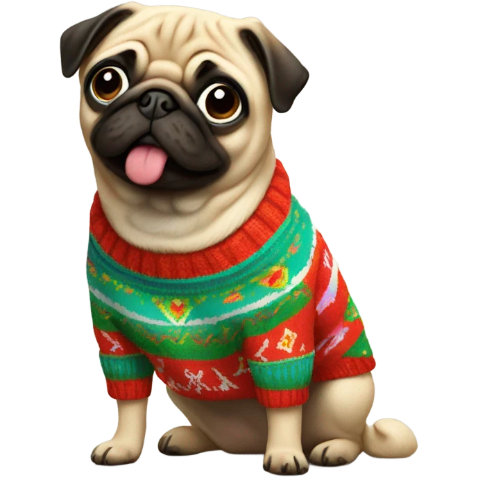 Pug dog with Mexican sweater emoji