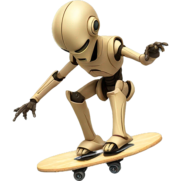 Battle droid doing a kickflip emoji
