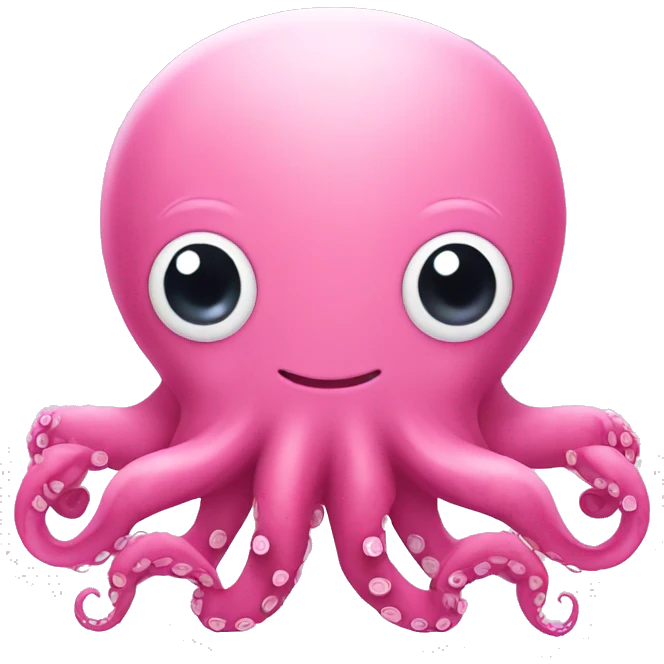 Pink octopus with cute face and smile emoji