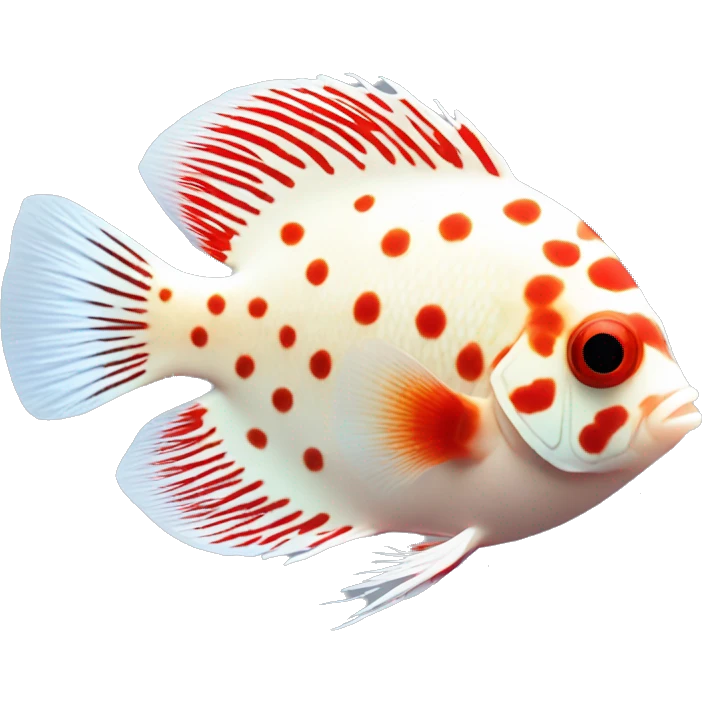 DISCUS fish white and red dot emoji