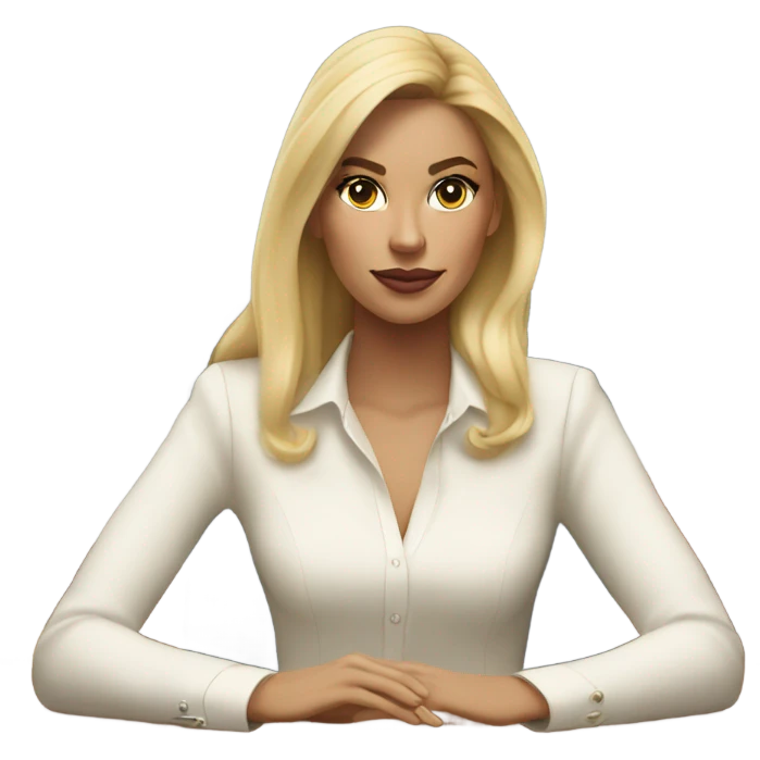 Blonde Ralph lauren women working at desk emoji