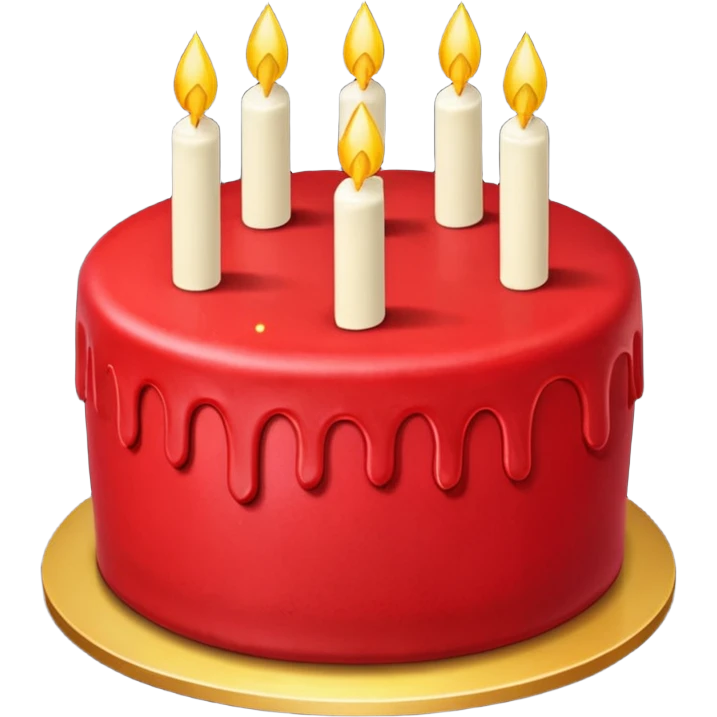 red cake with golden details and sparkles emoji