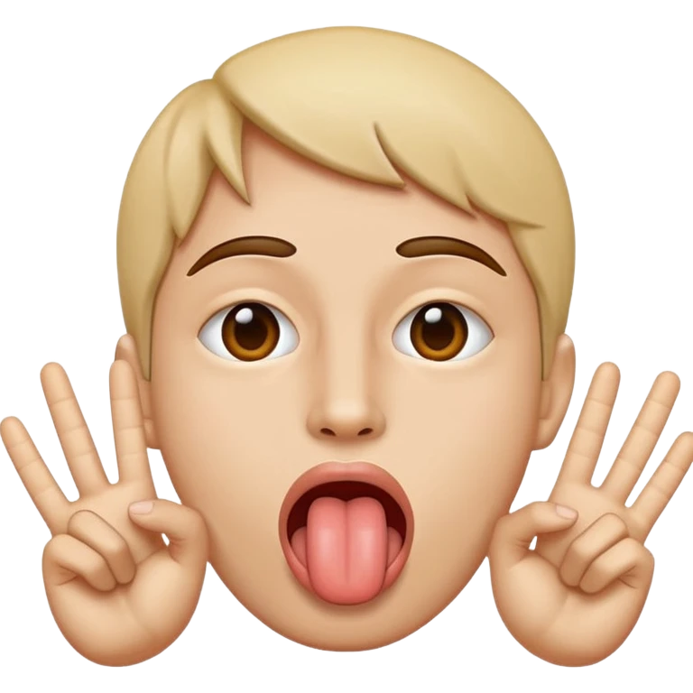 Tongue in between peace sign  emoji