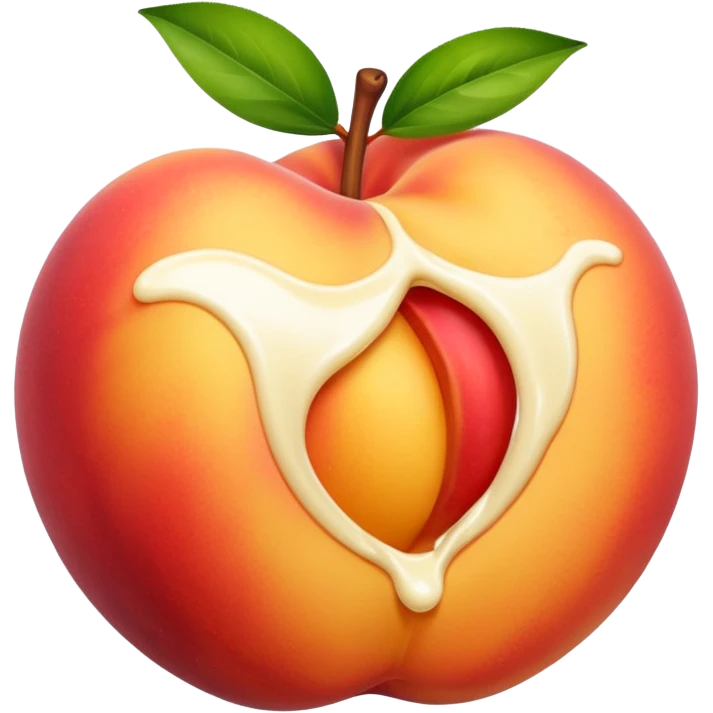 Sexual peach filled with cream spilling out emoji