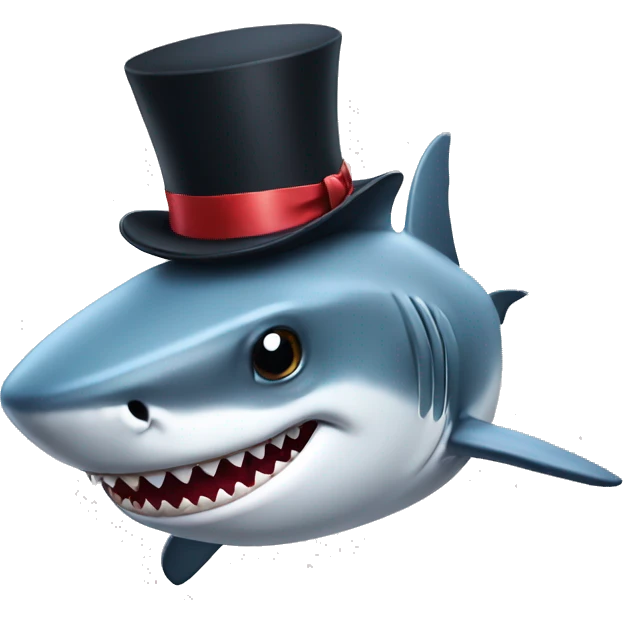Shark with a top hat emoji