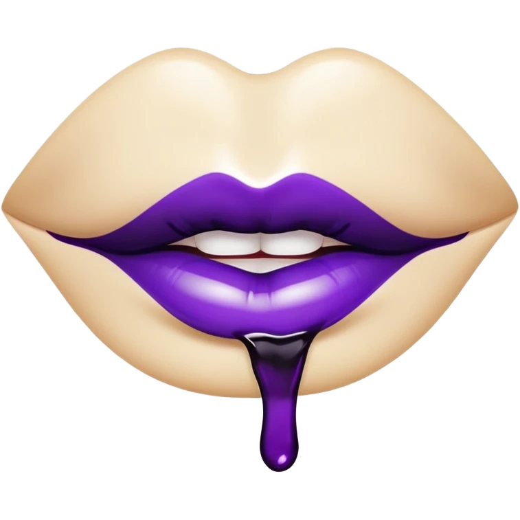 Lips with  lipstick with dark purple  drips emoji
