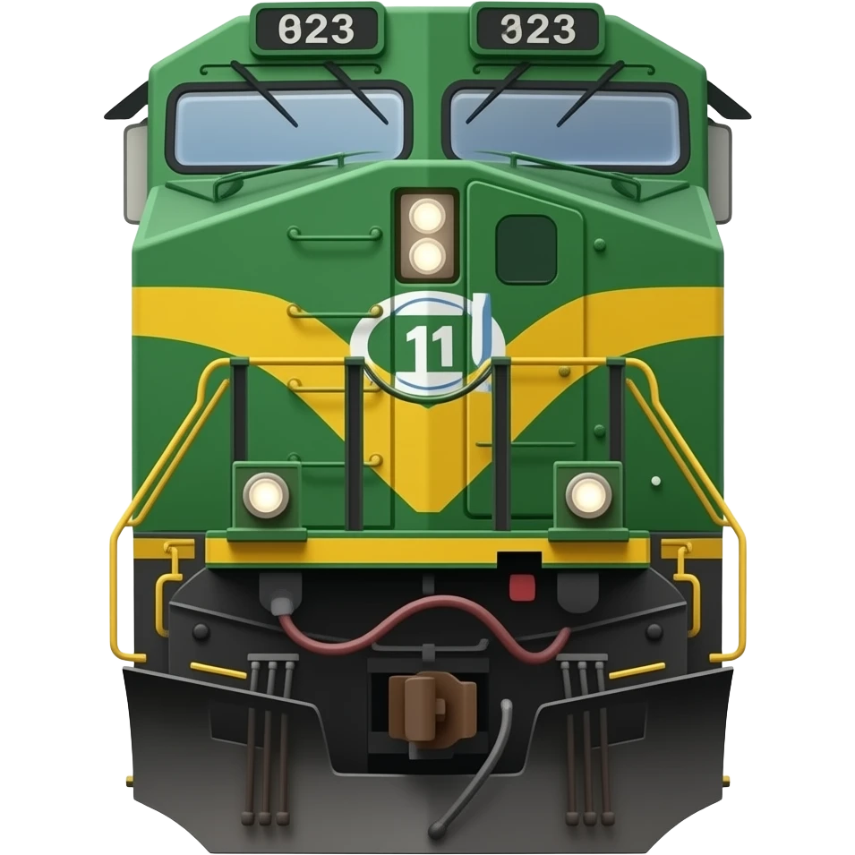 American made, green & yellow diesel locomotive at the front emoji
