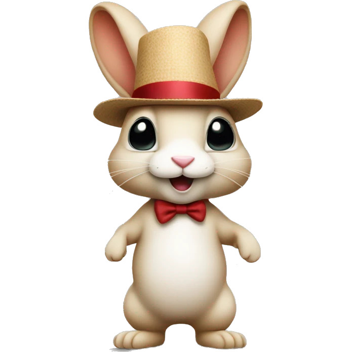 rabbit stands on two legs with a hat two ears emoji