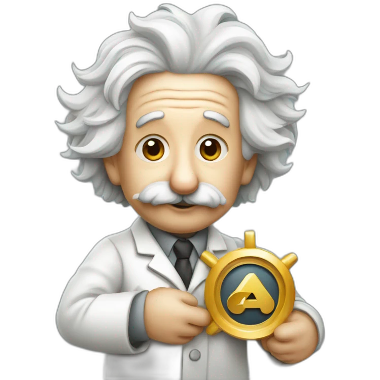 Albert einstein holding the sigma symbole emoji