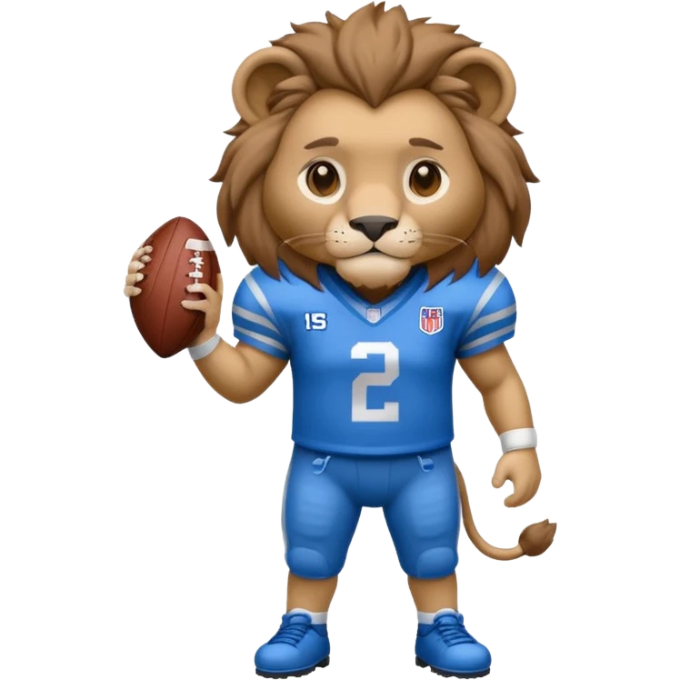 blue color lion wearing american football jersey emoji