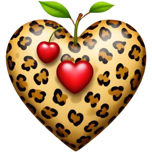 leopard print heart with cherry emoji