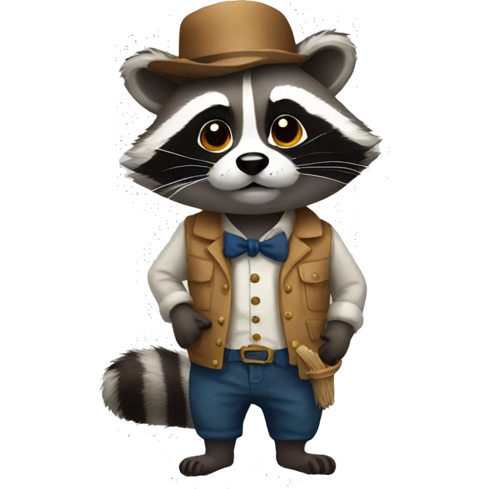 Raccoon dressed like French painter emoji
