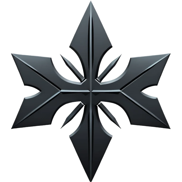 Emoji, dark futuristic cross, symmetrical geometric shape, black metal, gothic cyber aesthetic, minimal flat design, sharp edges, centered, transparent background do not use any other colors but black emoji