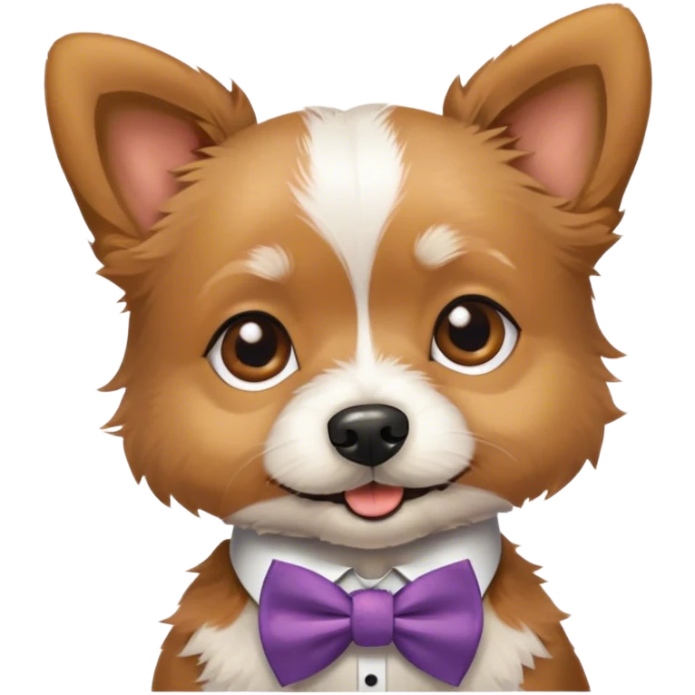 Mixed breed scruffy small dog with a bow tie emoji