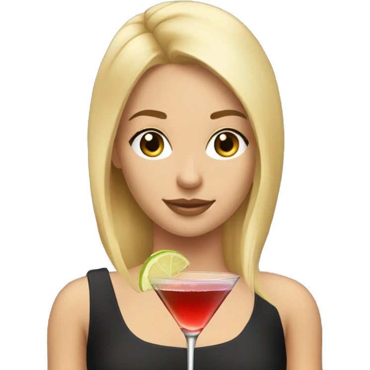 Blonde and straight hair girl sustaining cocktail emoji