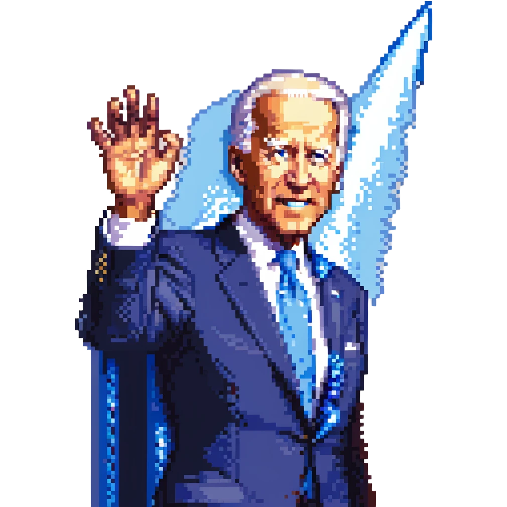 Joe Biden with hand extended, blue energy beam shooting out emoji