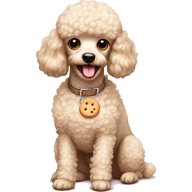 cream mini poodle eating biscuits  emoji