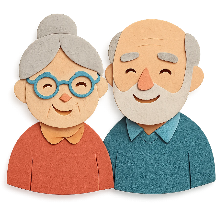 elderly white grandmother and grandfather together emoji