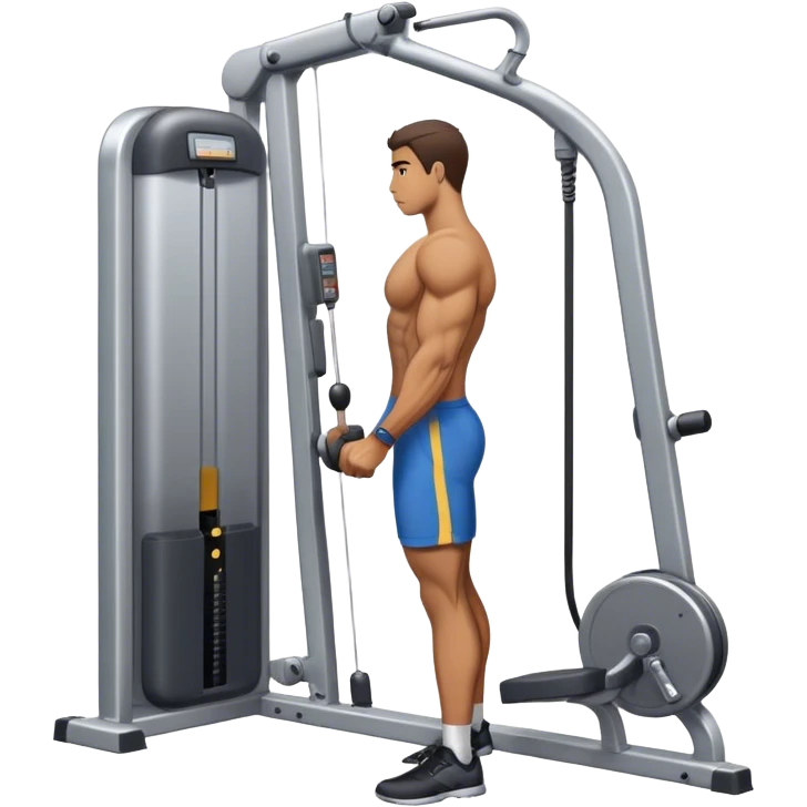 side-view man standing cable-machine tricep-pushdown emoji