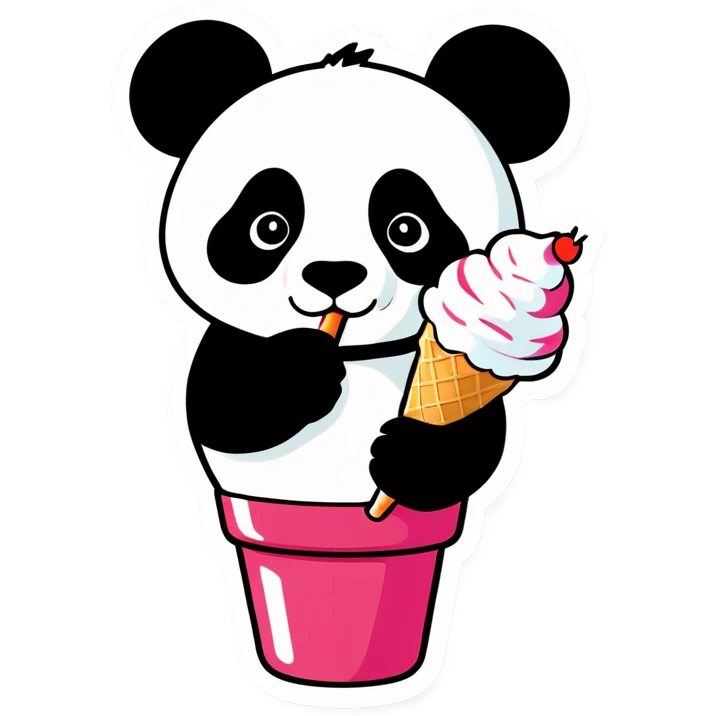 Panda eating ice cream emoji