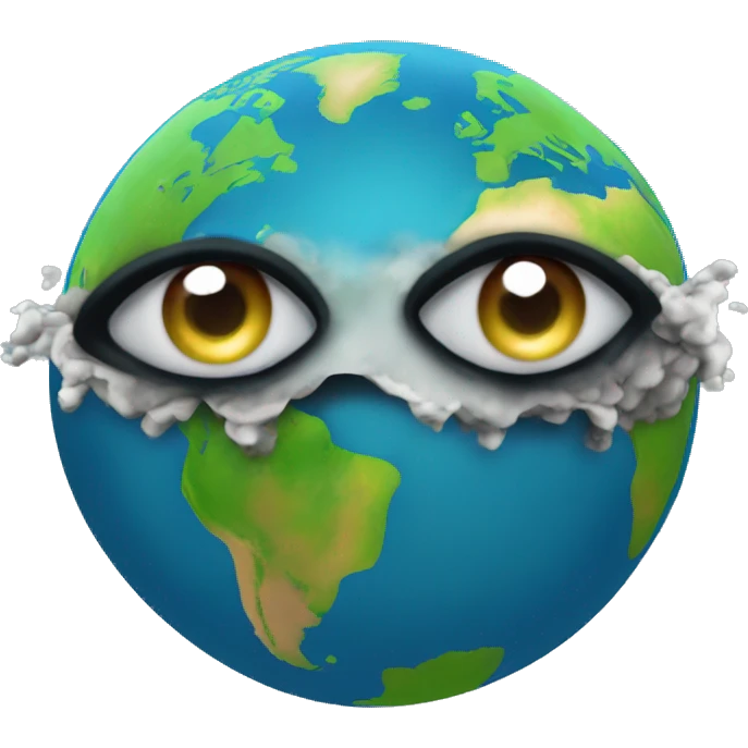 earth with pollution adverse effects with message written down to save earth and eyes and mouth emoji