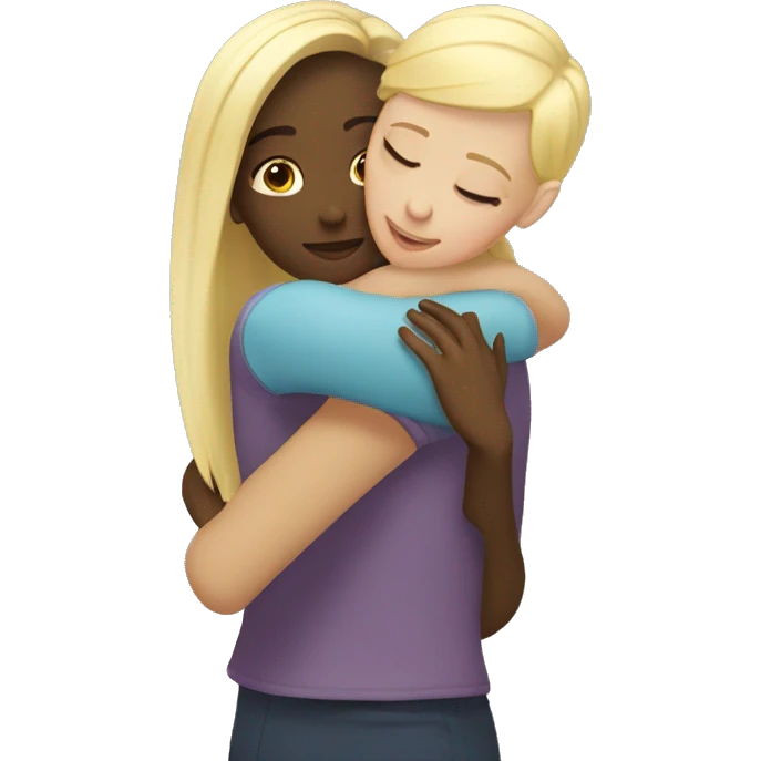  blond and brunette girl hugging  emoji