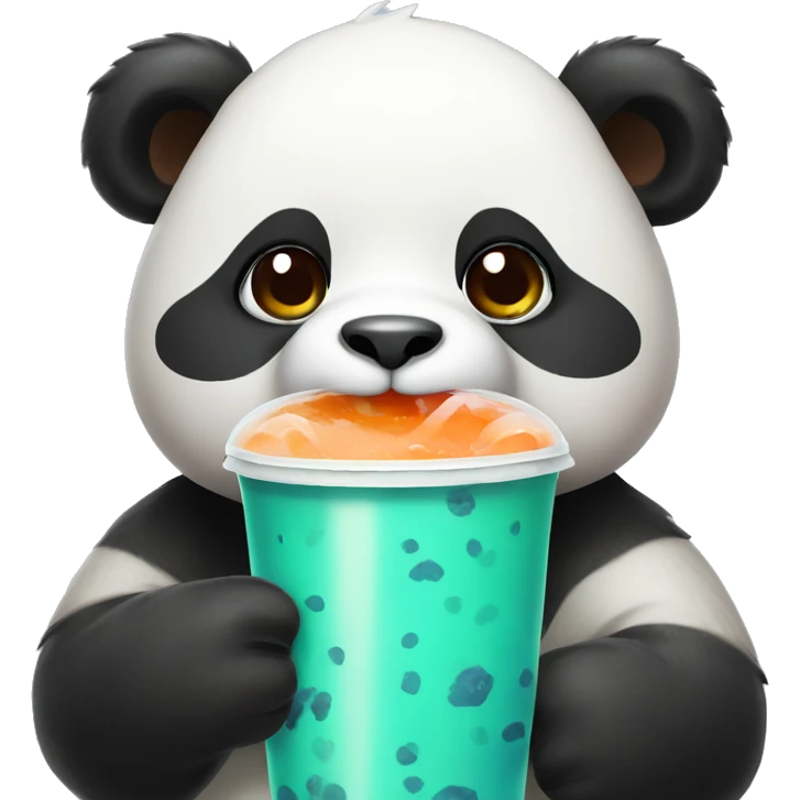panda drinking bubble tea emoji