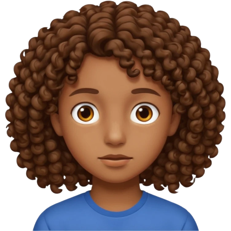 adolescent au visage impassible. Cheveux chatains frisés emoji