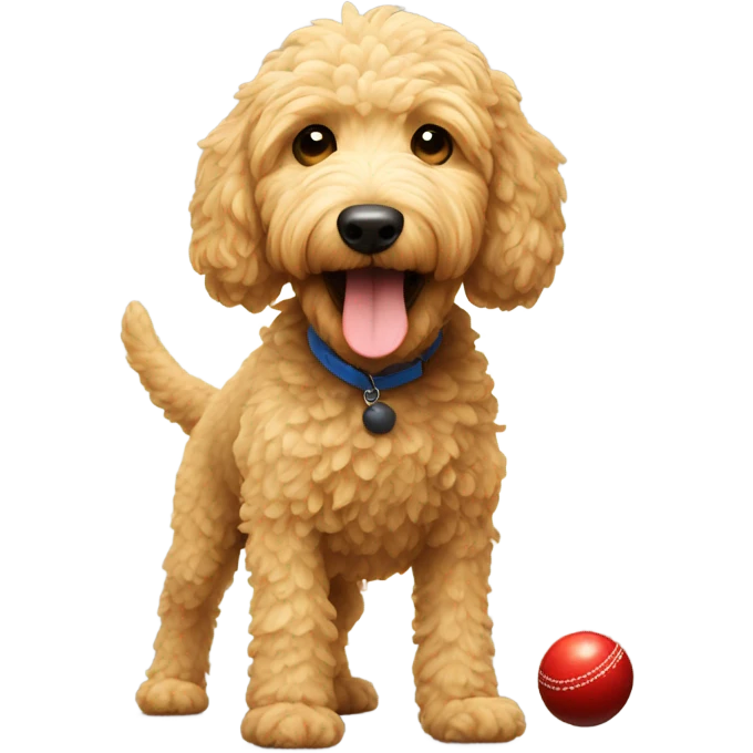Golden doodle playing cricket emoji