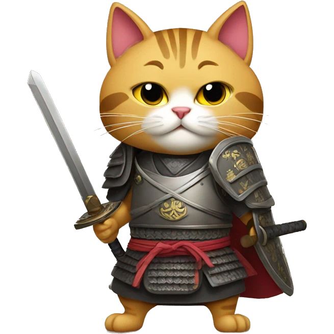 samurai cat with a shield and a sword emoji