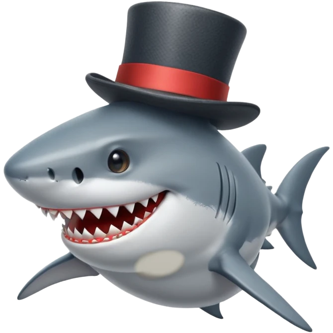 Shark with a top hat emoji