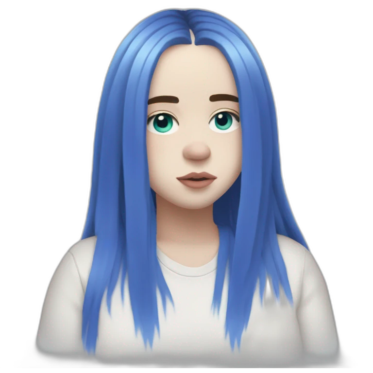Billie eilish chanteuse cheveux bleus yeux bleus emoji