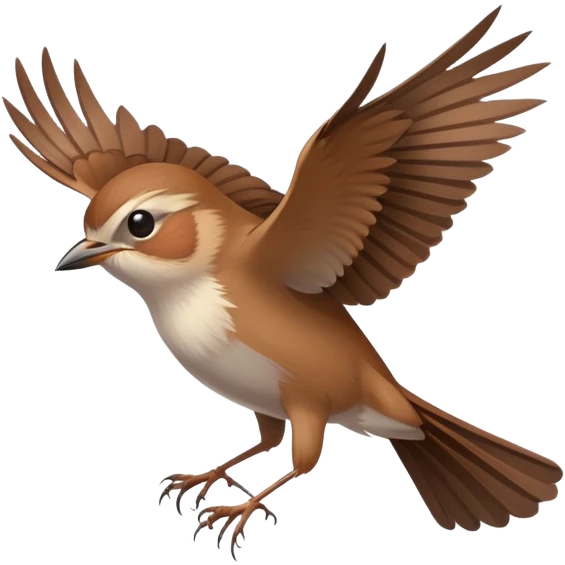 Cetti's warbler bird flying with wings spread emoji