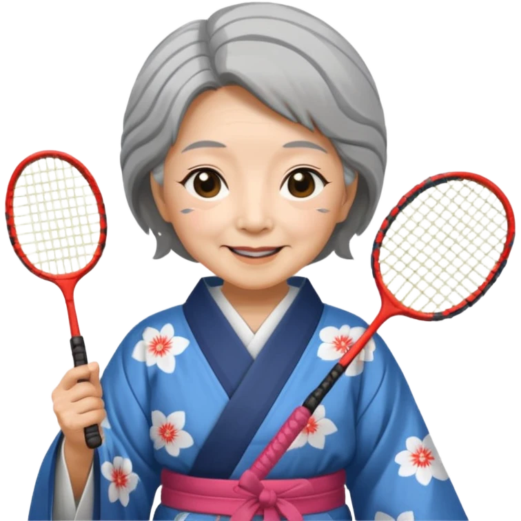 ancient japanese old woman with 1 badminton racket emoji