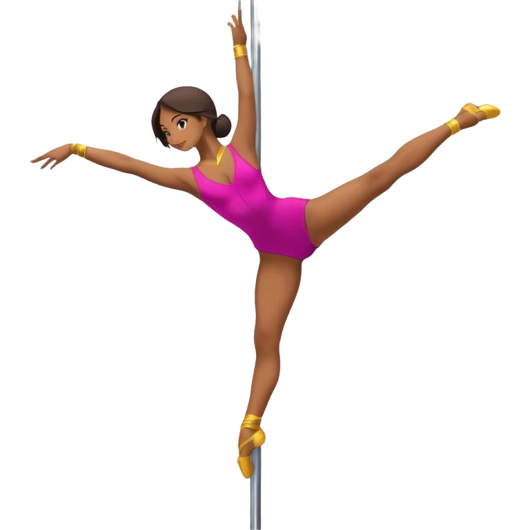pole dancer emoji inspired by silhouette, dynamic pose, clear pole, vibrant simple colors emoji