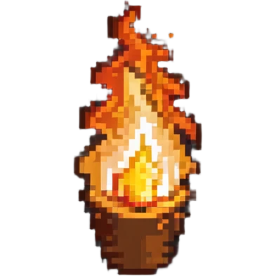 bottom fire end cap, flame tip pointing down, orange and yellow emoji