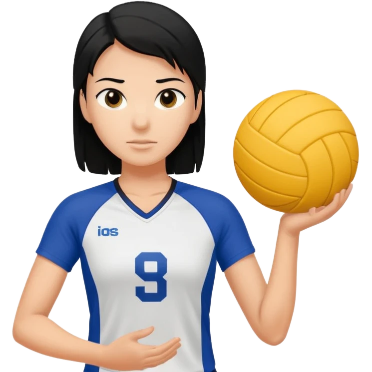 Uma atleta de voleibol branca de cabelo preto, esperando a bola  emoji