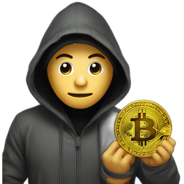 hacker holds bitcoin emoji