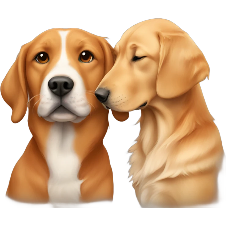 Couple kissing and fox red Labrador and golden retriever  emoji