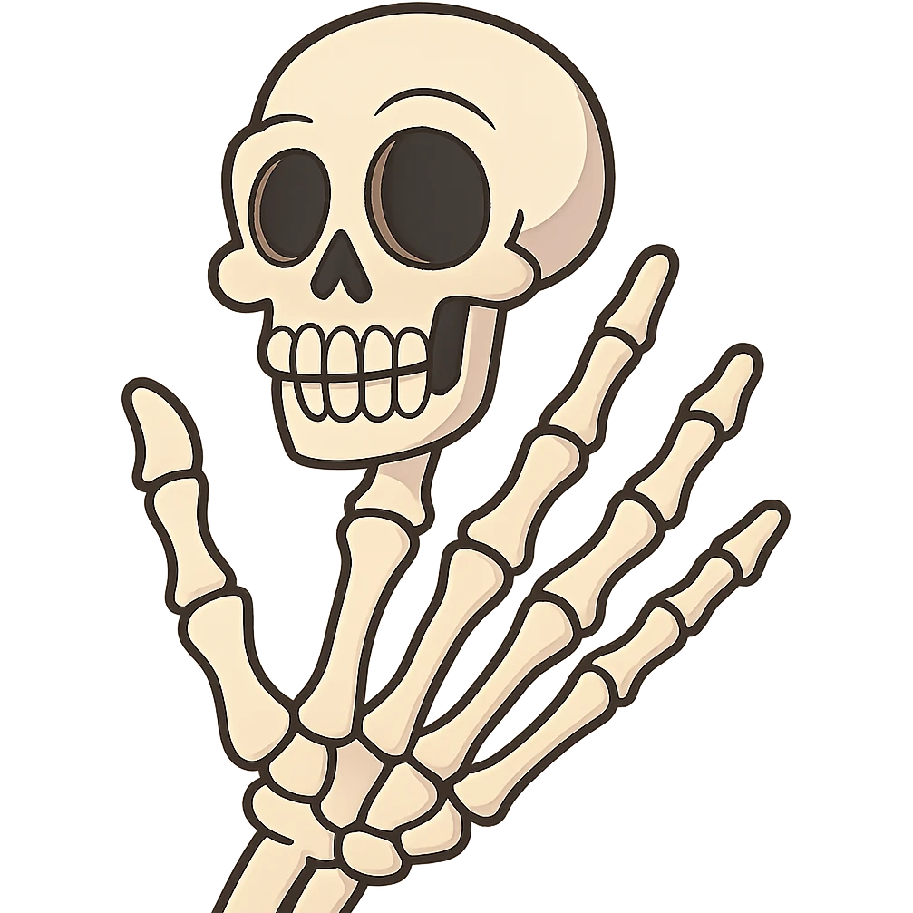 flat toon style skeleton palm emoji