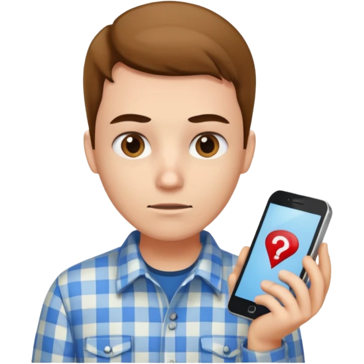 互联网程序员身穿格子衬衫在疑问 emoji