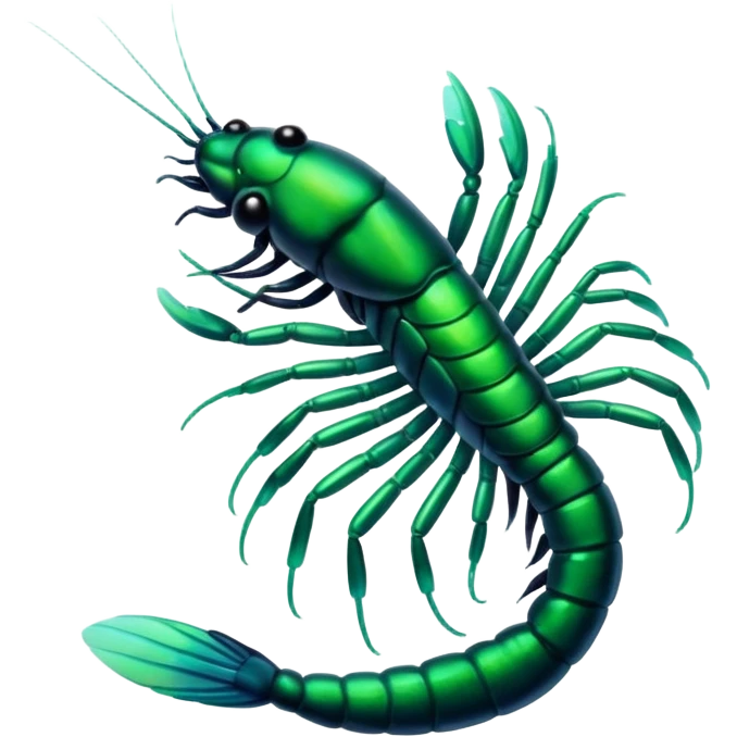 emoji of a glowing green shrimp emoji