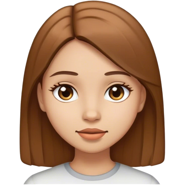 A girl with brown straight hair with light skin emoji