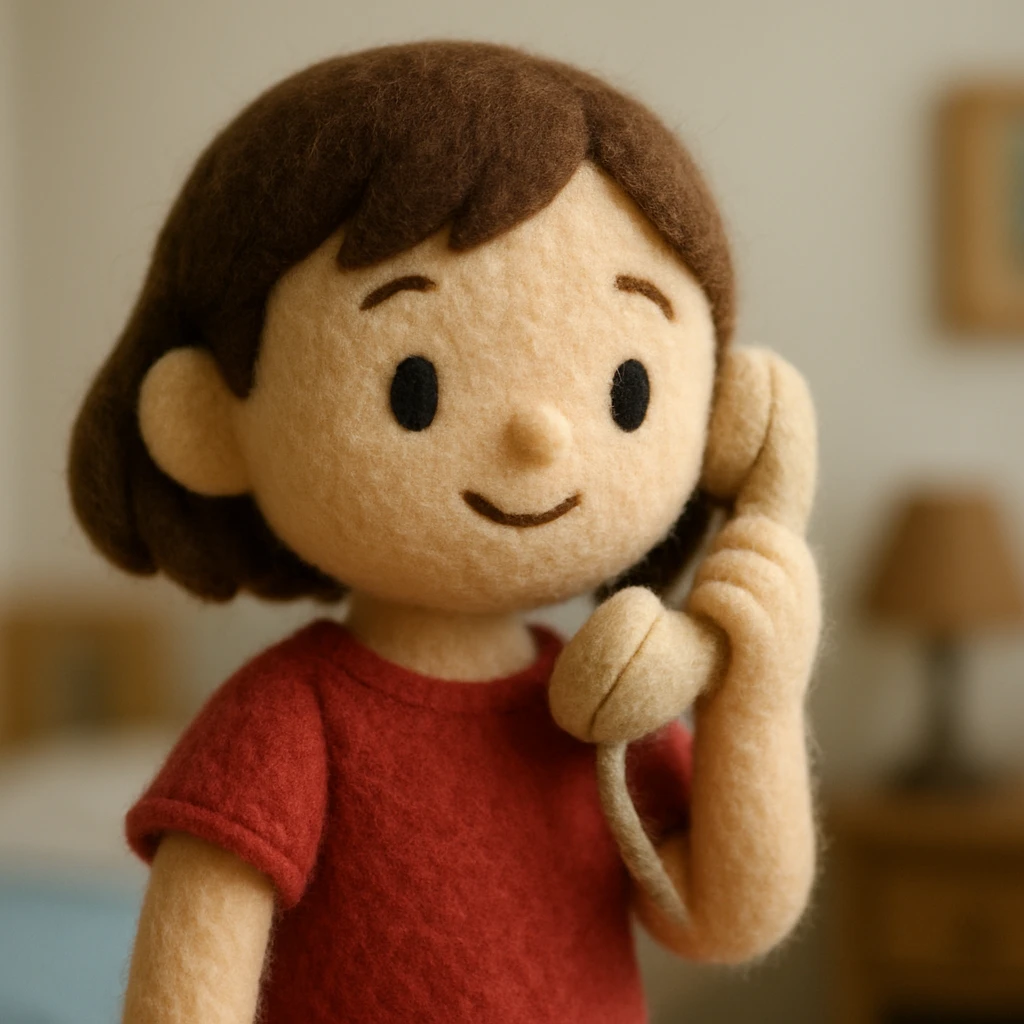 girl talking on telephone in her room emoji