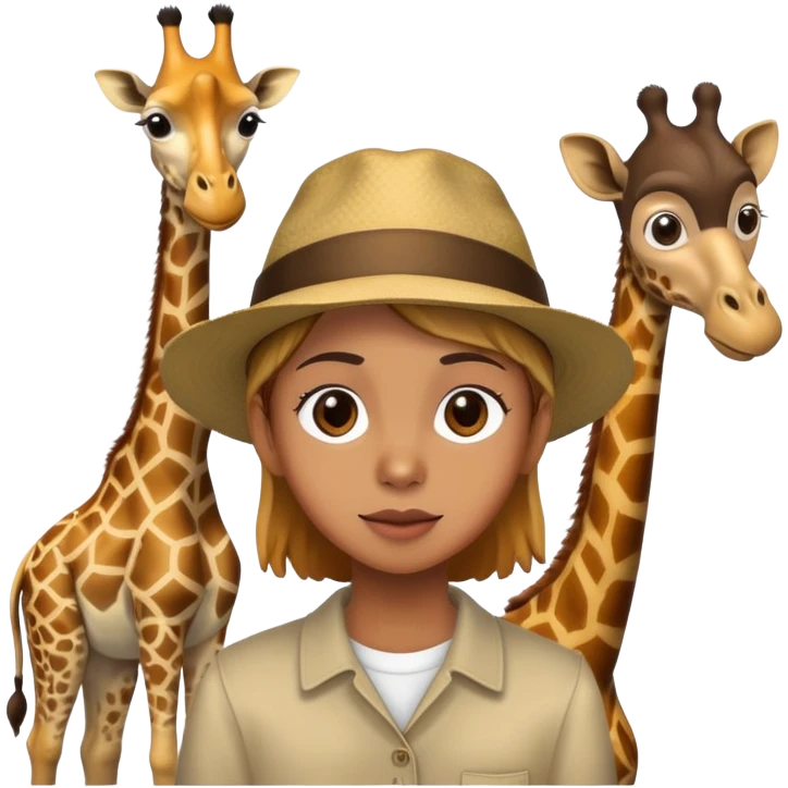 a person visiting a zoo with animals like giraffe and monkey in the background emoji