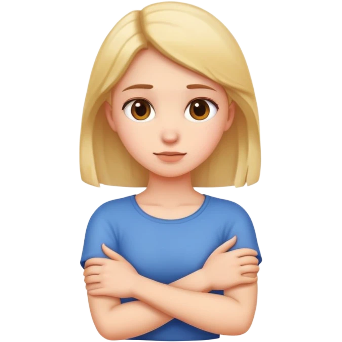 Arms crossed holding neck girl emoji